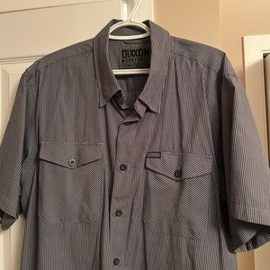 Dixxon XXL Workforce Men's Short-Sleeve Button-Up Shirt in Navy Stripe